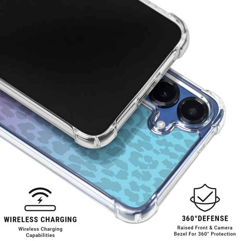 Cheetah Print Purple and Blue Galaxy S25 Clear Case